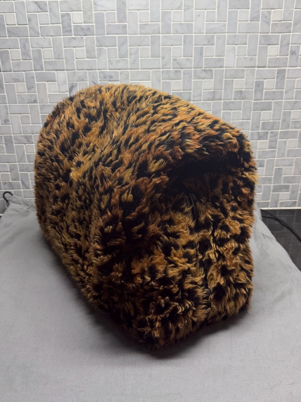 Balenciaga Puffer Medium Leopard Faux Fur Bag Brown Black $3,290 - Picture 8 of 10